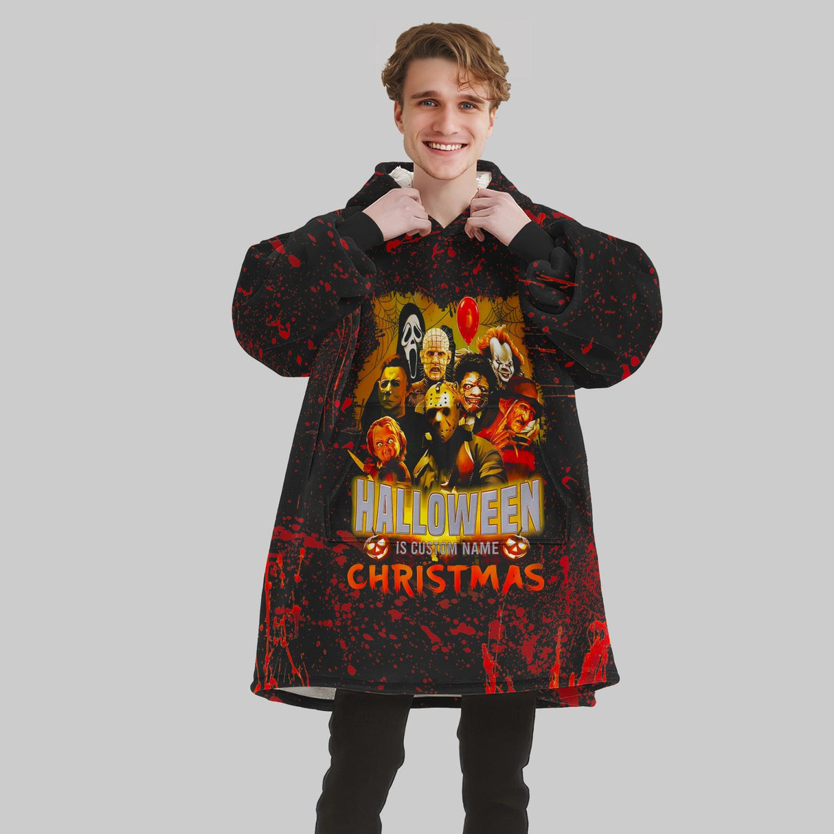 Custom Personalized Halloween Snug Oversized Wearable Hoodie Blanket