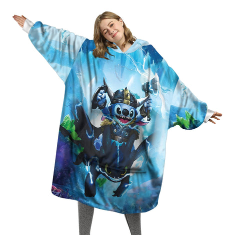 Custom Personalized Stitch Aloha Snug Oversized Wearable Hoodie Blanket