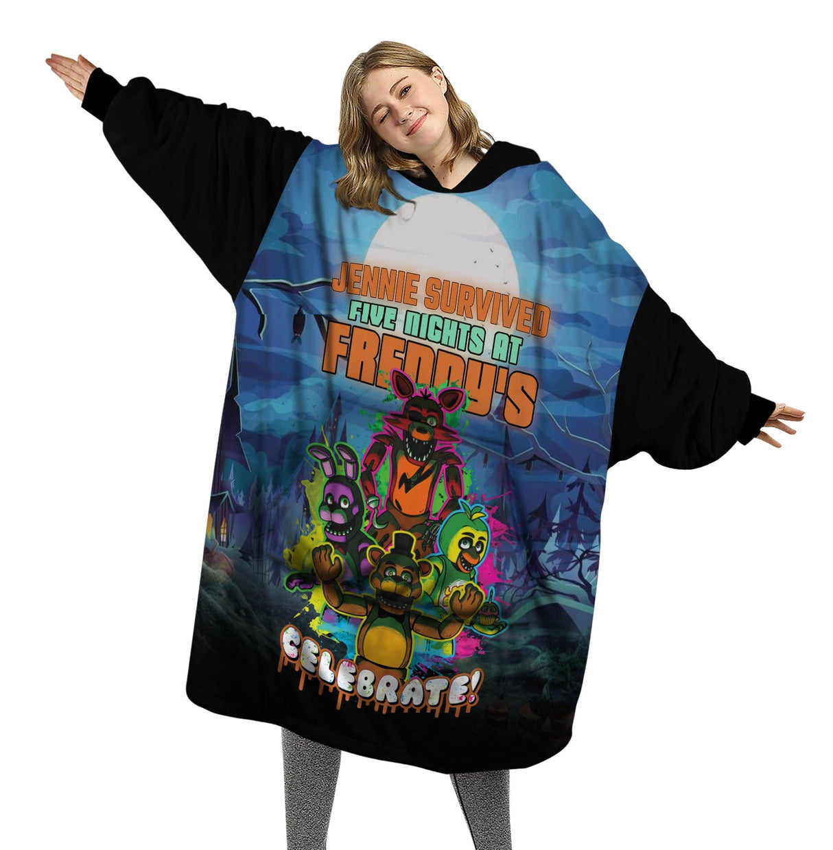 Custom Personalized Halloween Snug Oversized Wearable Hoodie Blanket