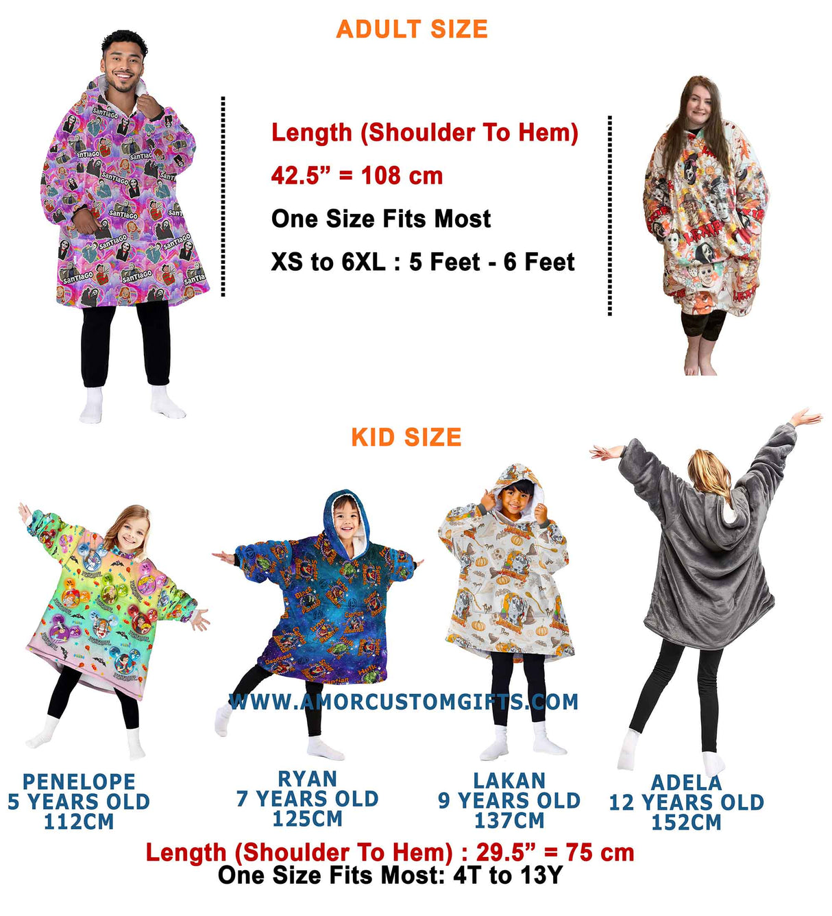 Personalized Snug Oversized Sherpa Wearable Neon Retro Ghost Hoodie Blanket