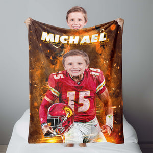 Personalized Football Kansas City Boy Blanket | Custom Sport Football Boy Blanket