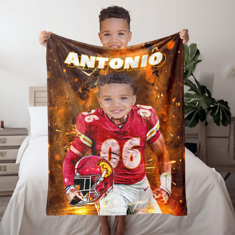 Personalized Football Kansas City Boy Blanket | Custom Sport Football Boy Blanket