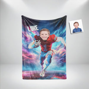 Personalized Ohio State Football Boy Buckeyes Photo Blanket