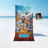 Personalized Face & Name Purr Patrol Kitty Cat Rescue Adventure Girl Beach Towel