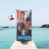 Personalized Face & Name Rescue Dogs Hero Squad Crew Firefighter Boy Photo Beach Towel