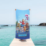 Personalized Face & Name Purr Patrol Kitty Cat Rescue Adventure Girl In Fairyland Park Beach Towel