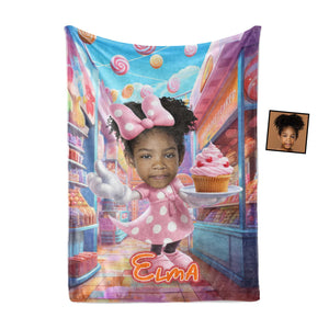 Personamized Face & Name Cartoon Mouse Cosplay Sweat Treat Blanket