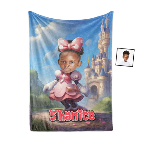 Personalized Face & Name Cartoon Mouse Cosplay Mini Castle Blanket