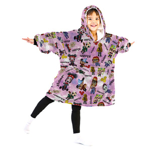 Personalized Snug Oversized Sherpa Wearable Magic World Horror Characters Halloween Hoodie Blanket