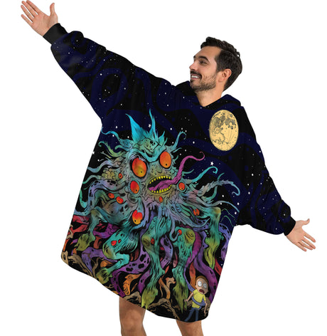 Personalized Snug Oversized Sherpa Wearable Rick And Morty Hoodie Blanket