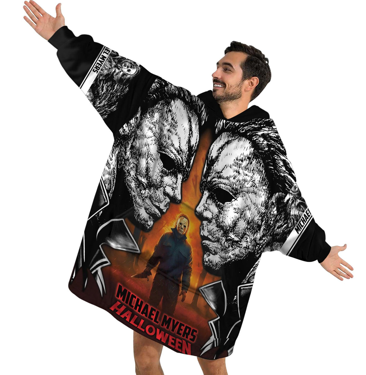 Custom Personalized Halloween Snug Oversized Wearable Hoodie Blanket