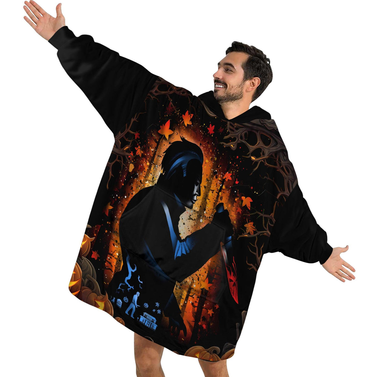 Custom Personalized Halloween Snug Oversized Wearable Hoodie Blanket