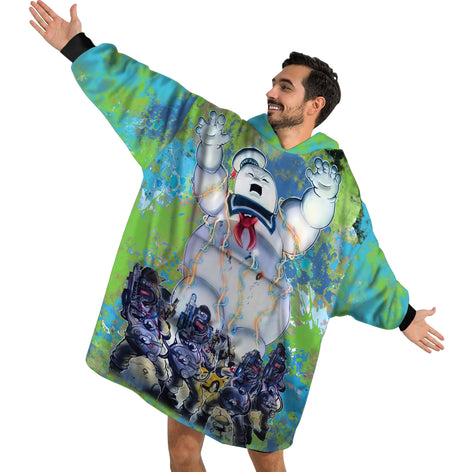 Personalized Snug Oversized Sherpa Wearable Stay Puft Marshmallow Man Hoodie Blanket