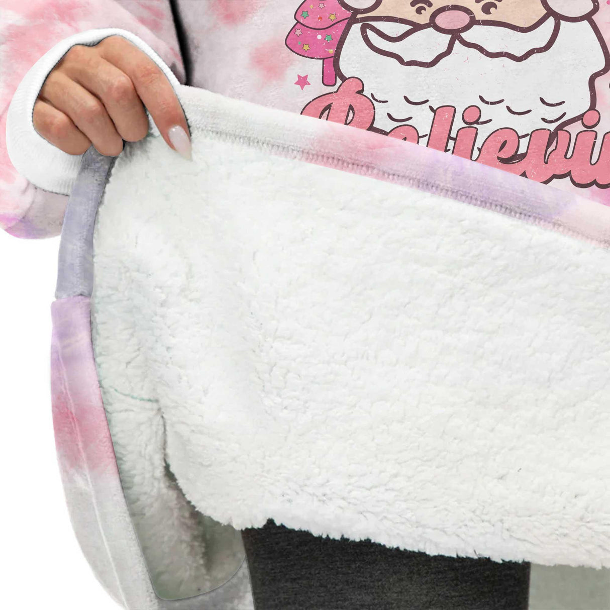 Personalized Christmas Tie Dye Snug Oversized Wearable Hoodie Blanket