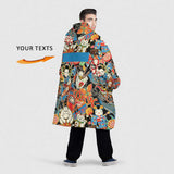 Personalized Japanese Symbols Snug Oversized Wearable Hoodie Blanket