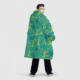 Personalized Christmas Dino Snug Oversized Wearable Hoodie Blanket