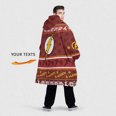 Personalized Fast Flash Snug Oversized Wearable Hoodie Blanket