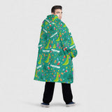 Personalized Christmas Dino Snug Oversized Wearable Hoodie Blanket