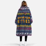 Personalized Pet Photo Cat Christmas Snug Oversized Wearable Hoodie Blanket