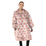 Personalized Groovy Retro Christmas Snug Oversized Wearable Hoodie Blanket