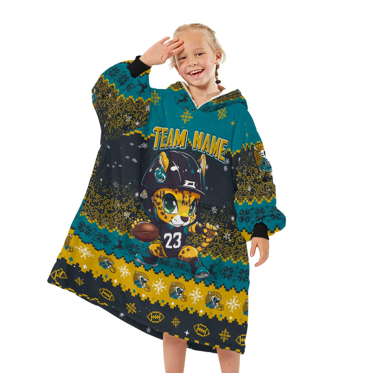 Personalized Jacksonville Football Snug Oversized Wearable Hoodie Blanket