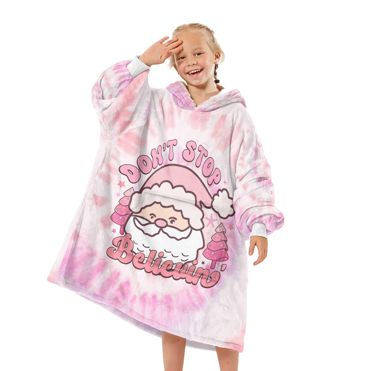 Personalized Christmas Tie Dye Snug Oversized Wearable Hoodie Blanket