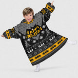 Personalized Bat Ugly Xmas Snug Oversized Wearable Hoodie Blanket