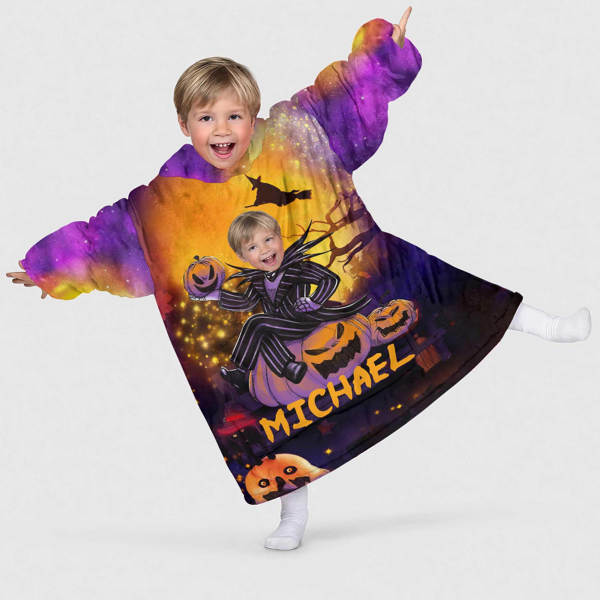 Custom Personalized Halloween Snug Oversized Wearable Hoodie Blanket