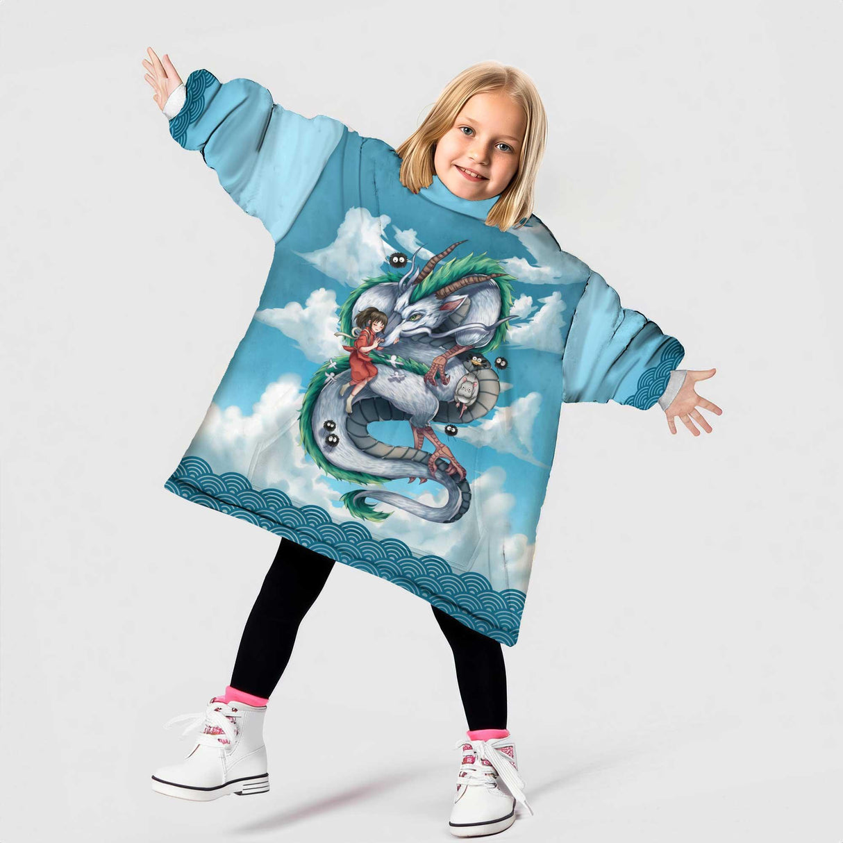 Personalized Anime Cartoon Haku Chihiro Snug Oversized Wearable Hoodie Blanket