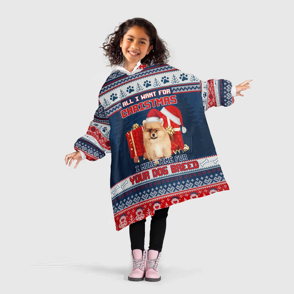 Personalized Dogs Lover Christmas Snug Oversized Wearable Hoodie Blanket