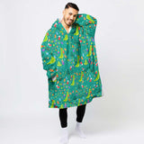 Personalized Christmas Dino Snug Oversized Wearable Hoodie Blanket