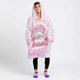 Personalized Christmas Tie Dye Snug Oversized Wearable Hoodie Blanket