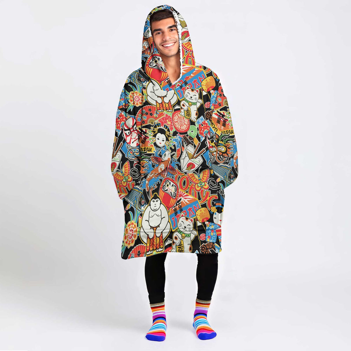 Personalized Japanese Symbols Snug Oversized Wearable Hoodie Blanket