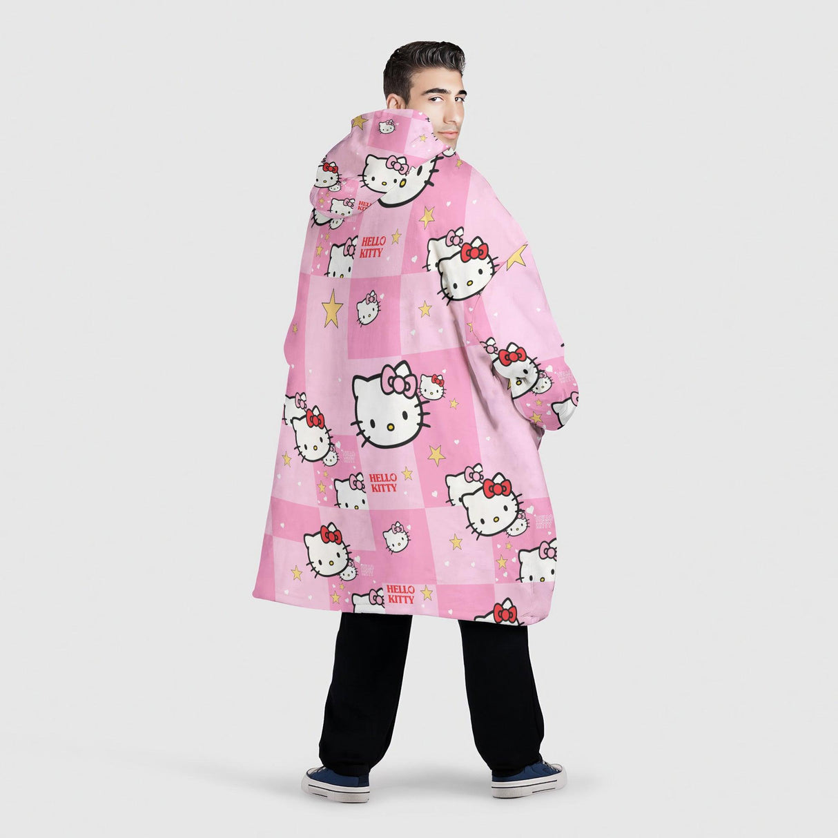 Custom Personalized Cartoon Cat Snug Oversized Wearable Hoodie Blanket