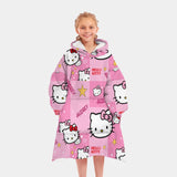 Custom Personalized Cartoon Cat Snug Oversized Wearable Hoodie Blanket