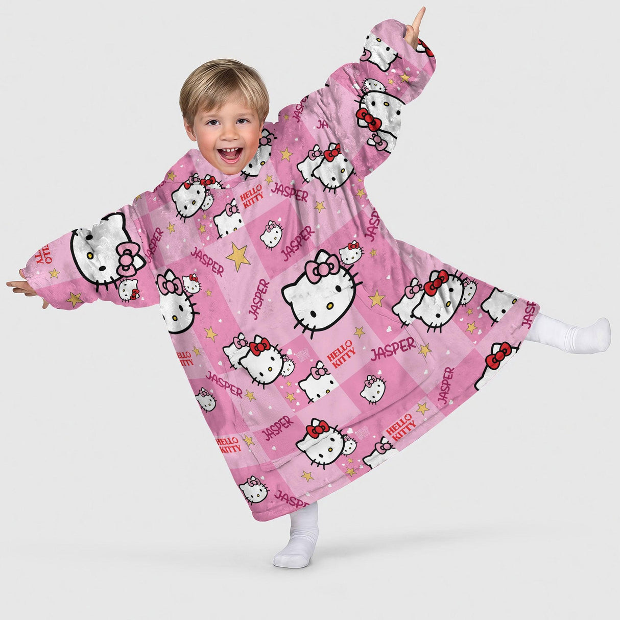 Custom Personalized Cartoon Cat Snug Oversized Wearable Hoodie Blanket