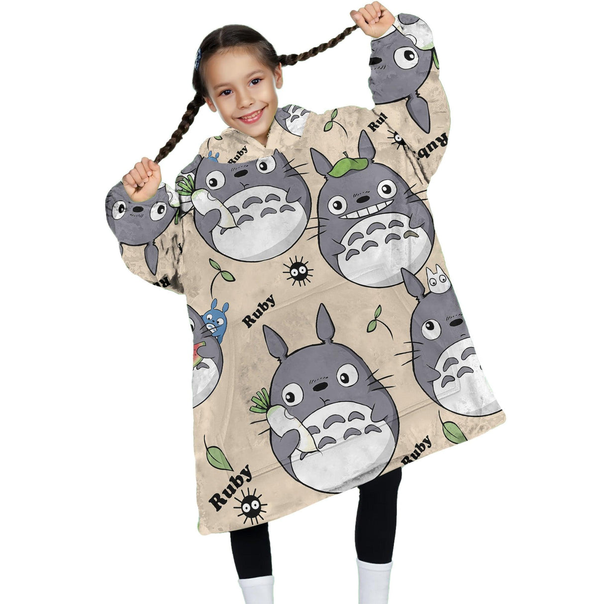 Custom Personalized Anime Cat Toto Snug Oversized Wearable Hoodie Blanket