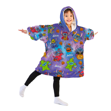 Personalized Snug Sherpa Oversized Wearable Stitchy Movie Characters Halloween Hoodie Blanket