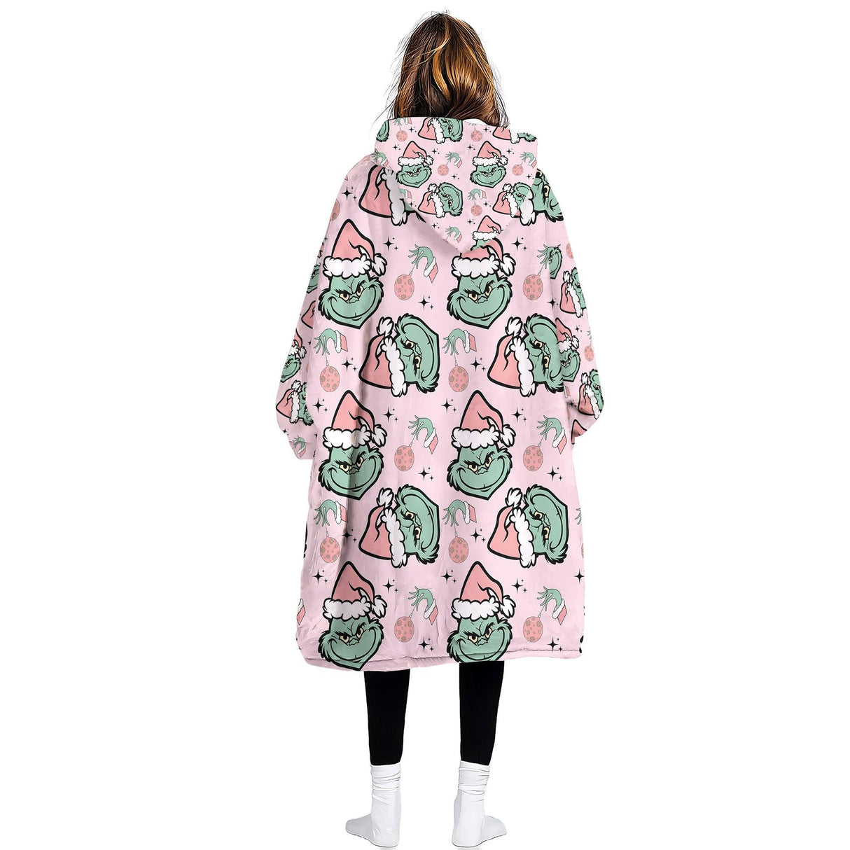 Personalized Pink Mean One Xmas Snug Oversized Wearable Hoodie Blanket