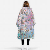 Personalized Christmas Penguin Sublimation Snug Oversized Wearable Hoodie Blanket