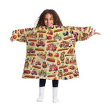 Personalized Cute Bear Firefighter Snug Oversized Wearable Hoodie Blanket