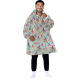 Personalized Cardinals Xmas Snug Oversized Wearable Hoodie Blanket