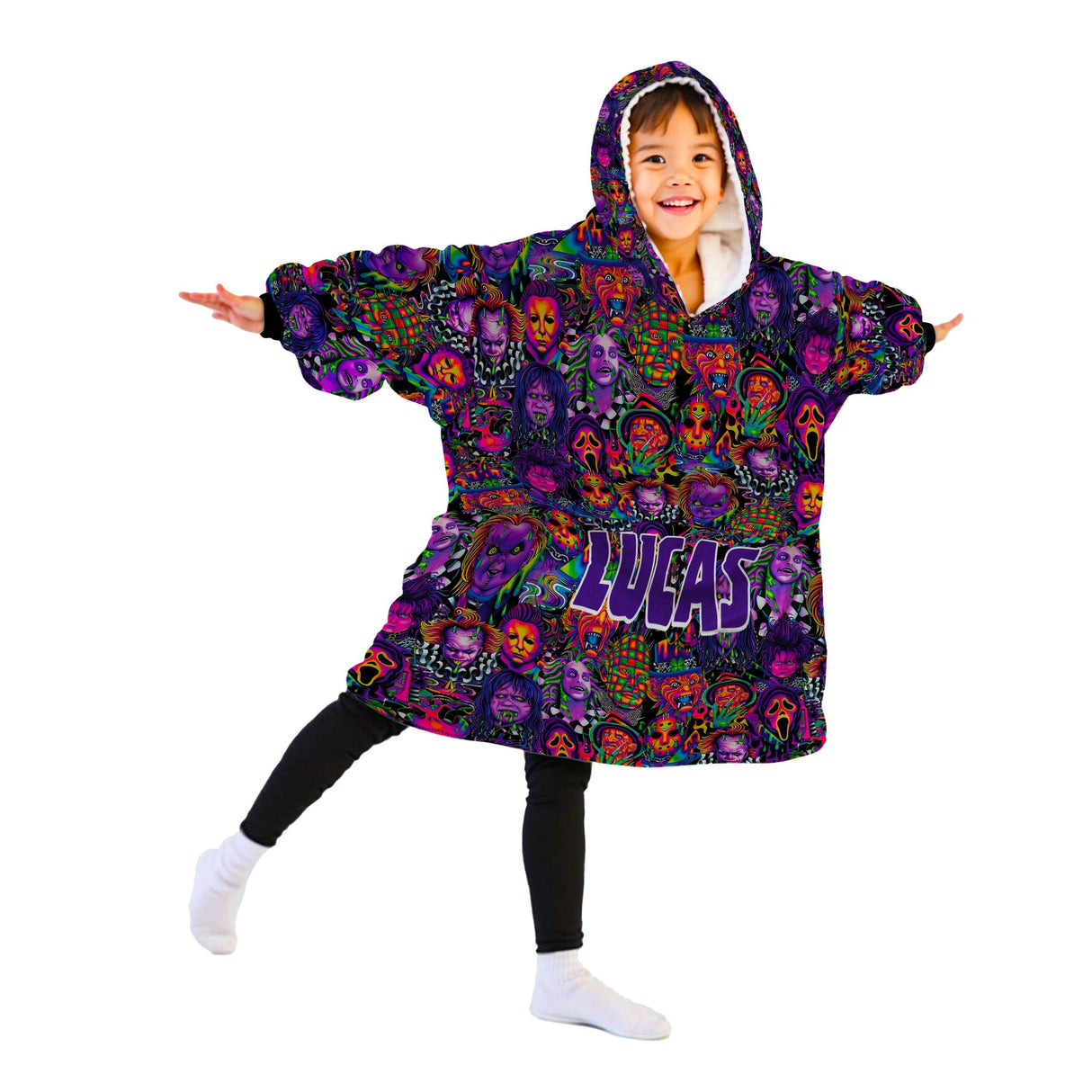 Custom Personalized Halloween Spooky Vibes Snug Oversized Wearable Hoodie Blanket