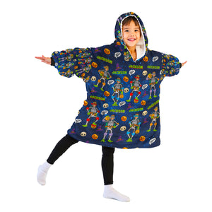 Personalized Snug Oversized Sherpa Wearable Halloween Skeleton Ninja Turtle Hoodie Blanket