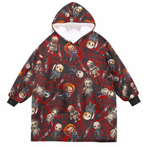 Personalized Snug Oversized Sherpa Wearable Creepy Baby Horror Movie Characters Halloween Hoodie Blanket