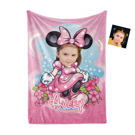 Personamized Face & Name Cartoon Mouse Cosplay Blanket