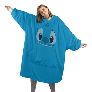 Personalized Snug Oversized Sherpa Wearable Blue Lilo & Stitch Hoodie Blanket