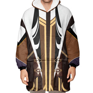 Personalized Snug Oversized Sherpa Wearable Zhongli Genshin Impact Game Hoodie Blanket