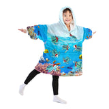 Personalized Christmas Turtle Snug Oversized Wearable Hoodie Blanket