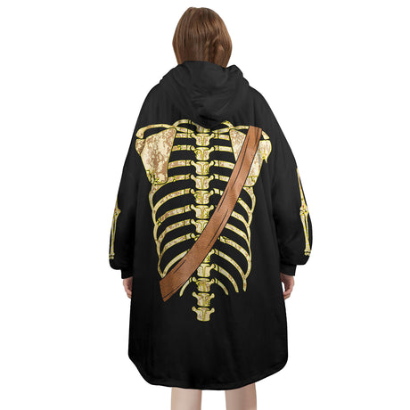 Personalized Snug Oversized Sherpa Wearable Horror Halloween Skeleton Hoodie Blanket